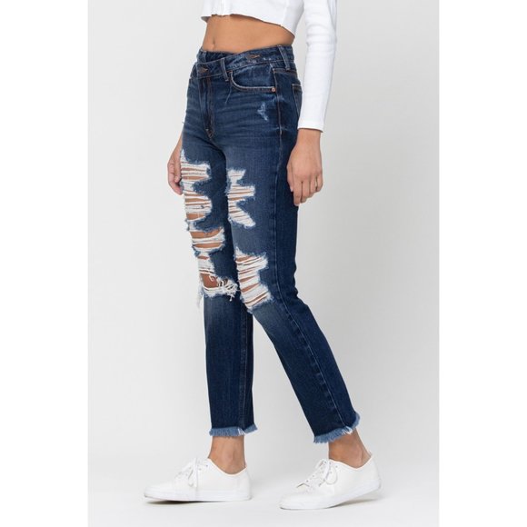 nwt 100%cotton Cross Over hi rise Jeans - Picture 3 of 4